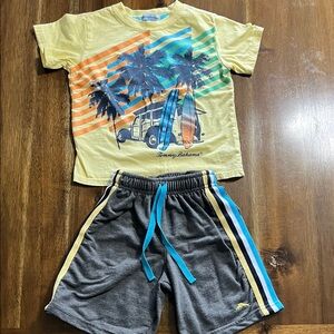Tommy Bahama Yellow Tee and Gray Shorts Set